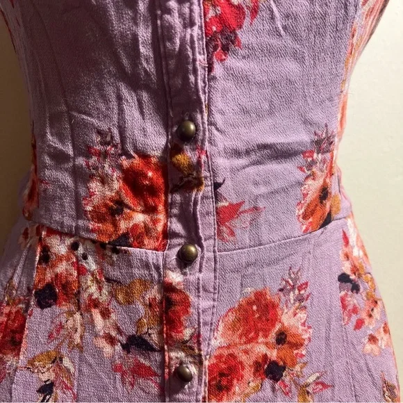 - Xhilaration Purple Orange Floral Jumpsuit - Picture 4 of 8